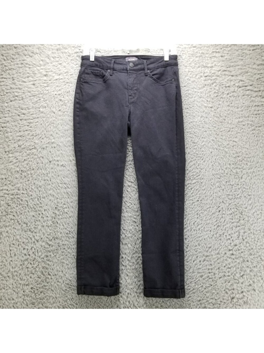 NYDJ Jeans Womens 4 Black Sheri Slim Stretch Denim Nip Tuck Cuffed Cropped